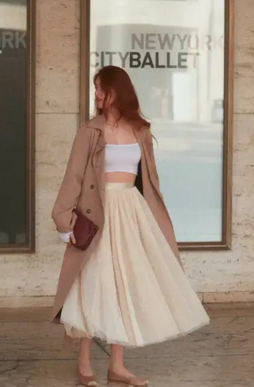 Reformation the Prisca is a midi skirt with tulle detailing in Ivory sheer SZ M
